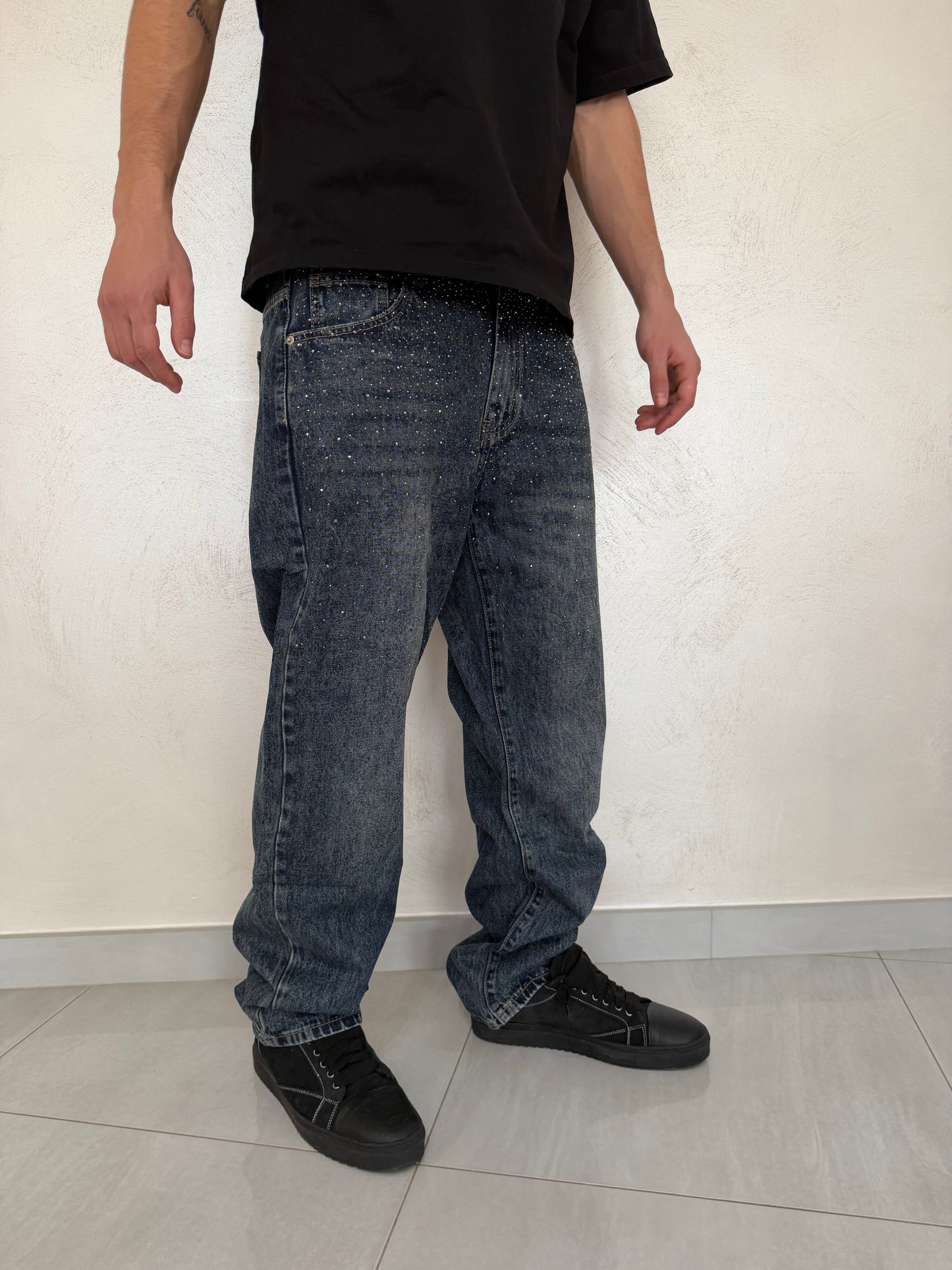 Jeans Baggy Diamond Effect